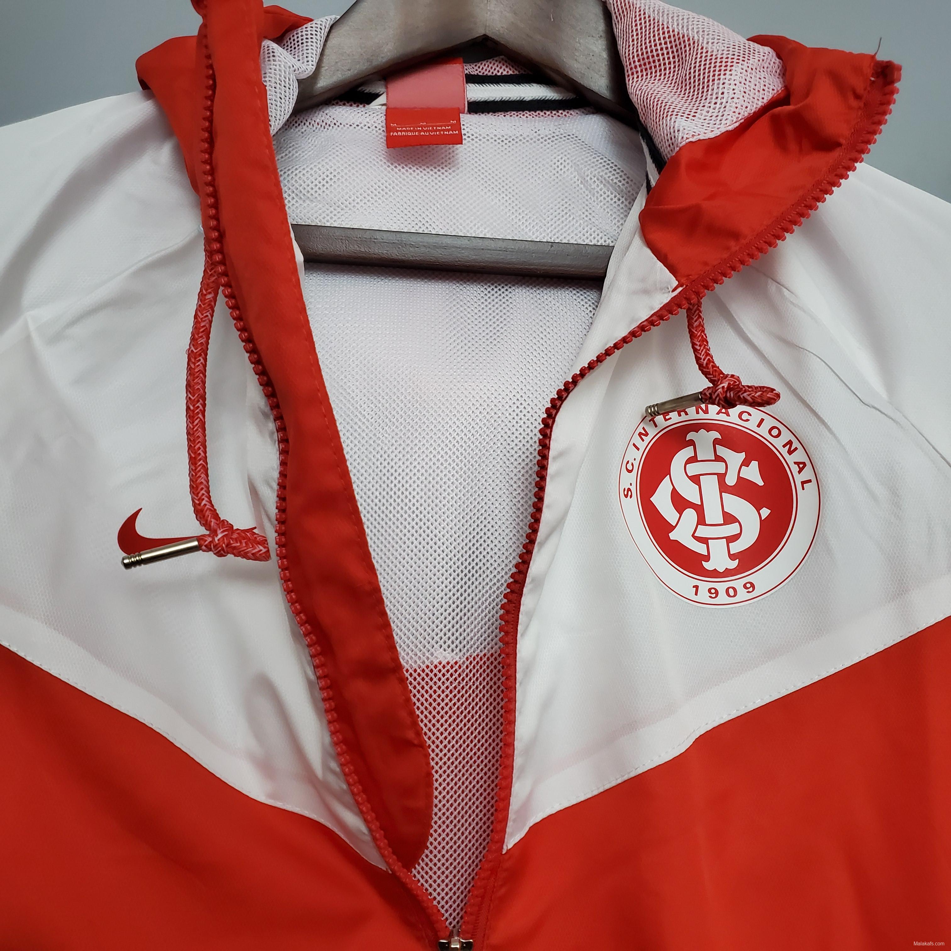 Brazil Internacional Windbreaker Soccer Jersey Red and White