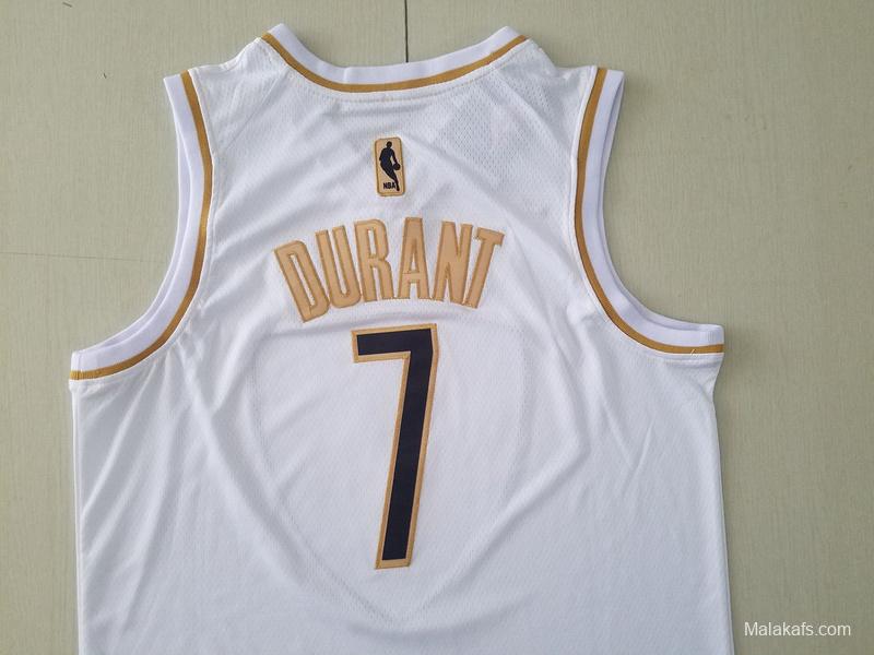 Kevin Durant 7 White Golden Edition Jersey