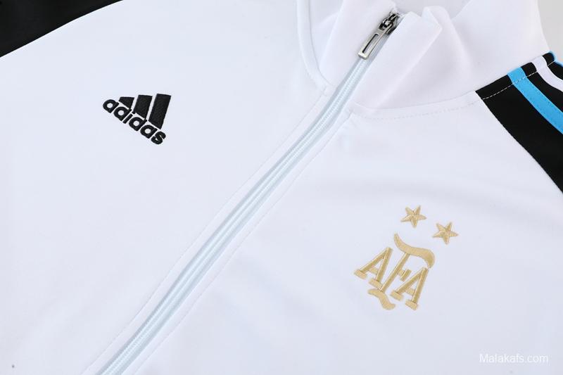 Argentina - 2 estrellas - White/Black Full Zipper Tracksuit