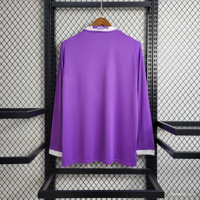 Retro Long Sleeve Real Madrid 17/18 Away Purple Jersey