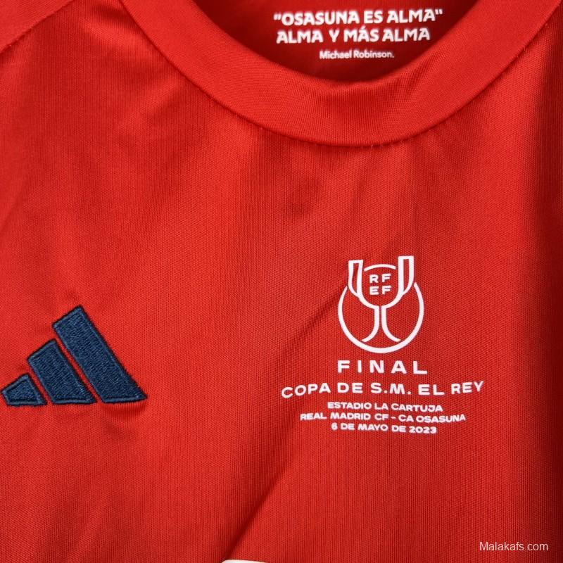 23/24 Kids Osasuna Copa Del Rey Red Jersey Size 16-28 With Full Patches