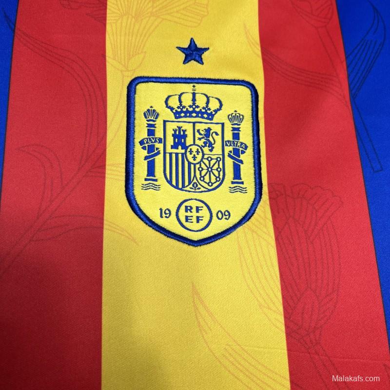 2024 Spain Euro Blue/Red/Yellow Pre-match Training Jersey
