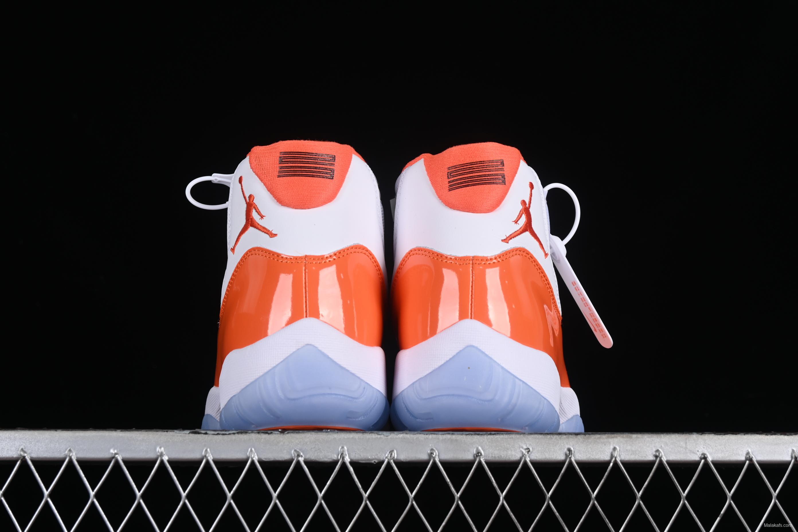 Nike Air Jordan 11 Retro Basketball Shoes with White Orange Design - 378037-002