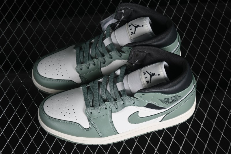 Nike Air Jordan 1 Mid AJ1 Basketball Shoes in Fresh Warm Green - BQ6472-130