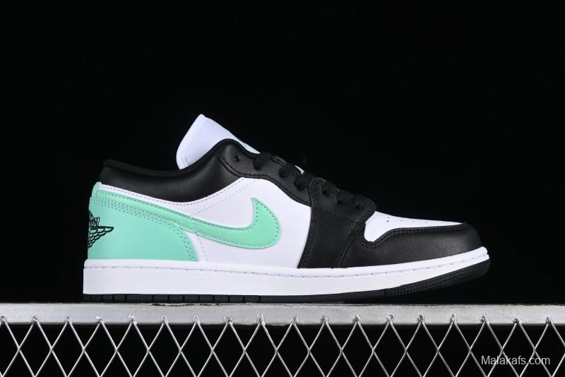 Nike Air Jordan 1 Low Retro Basketball Shoes in Mint Green and Black - 553558-131