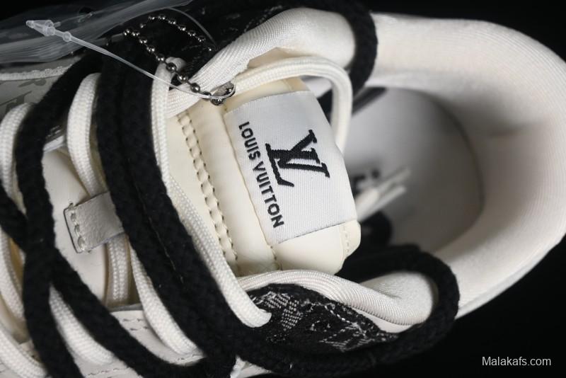 Nike SB Dunk Low LV Collaboration - Black Denim Print Anniversary High-End Custom Low-Top Casual Skate Shoes - SJ2068-238