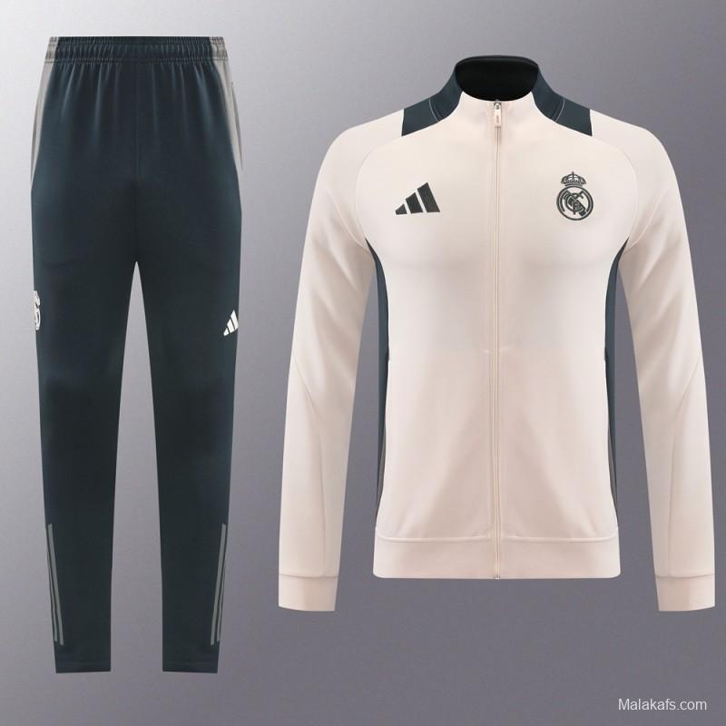 24/25 Real Madrid Pink/Black Full Zipper Jacket +Long Pants