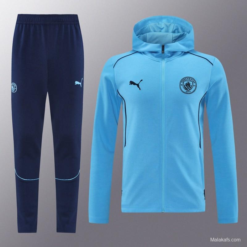 24/25 Manchester United Skyblue Full Zipper Jacket +Long Pants