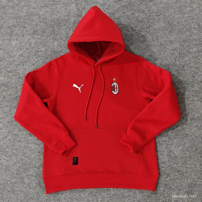 24/25 AC Milan Navy/Red/Black/Beige/Grey Hoodie WIth Black Badge