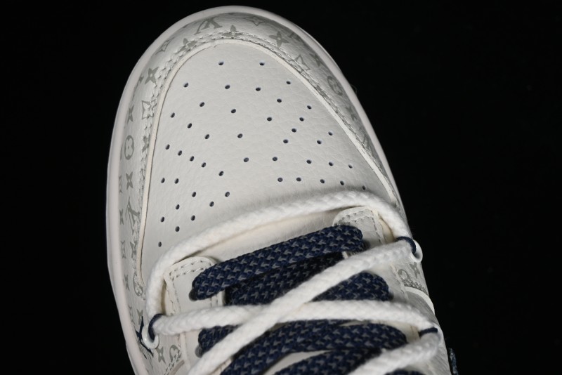 Nike SB Dunk Low LV Collaboration - Light Blue Check Print Anniversary High-End Custom Low-Top Casual Sneakers - SJ2068-249