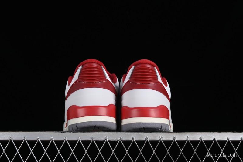 Nike Air Jordan 2/3 Retro Low Top Basketball Shoes in White/Red - FD0383-161