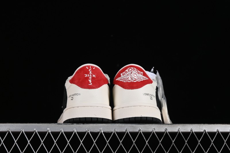Nike Travis Scott x Fragment Design x Jordan Air Jordan 1 Low OG SP AJ1 LV Beige Black Red Casual Sneakers - LX1988-700