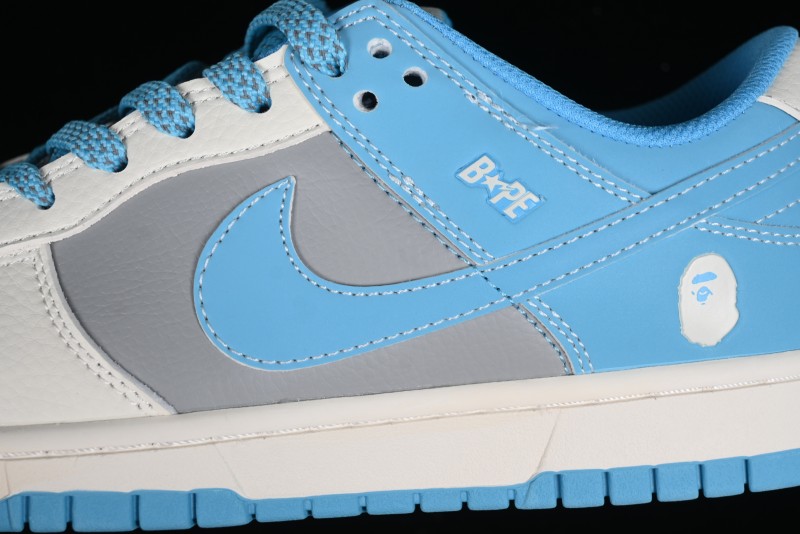 Nike SB Dunk Low BAPE Collaboration - Beige Grey Indigo Anniversary Premium Custom Low-Top Casual Skate Shoes - BB8969-002
