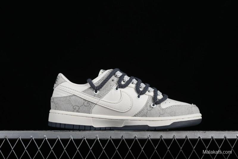 Nike SB Dunk Low Gucci Collaboration - Lace-Up Ash Anniversary High-End Custom Low-Top Casual Sneakers - SJ2068-263