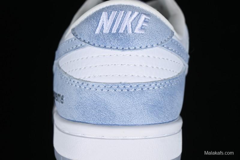 Nike SB Dunk Low Supreme Collaboration - Ice Crystal Blue Anniversary High-End Custom Low-Top Casual Skate Shoes - JH8039-939