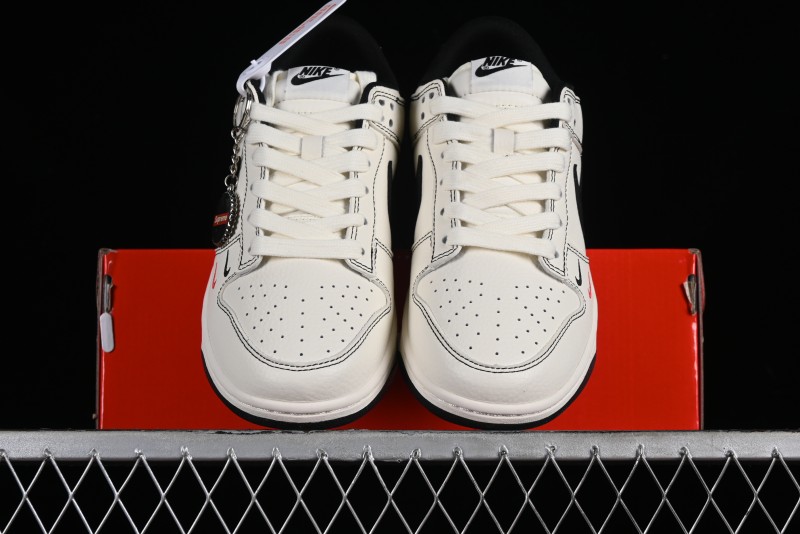 Nike SB Dunk Low Supreme Collaboration - Beige Black Line Anniversary Customized Low-Top Casual Skate Shoes - XX2025-316