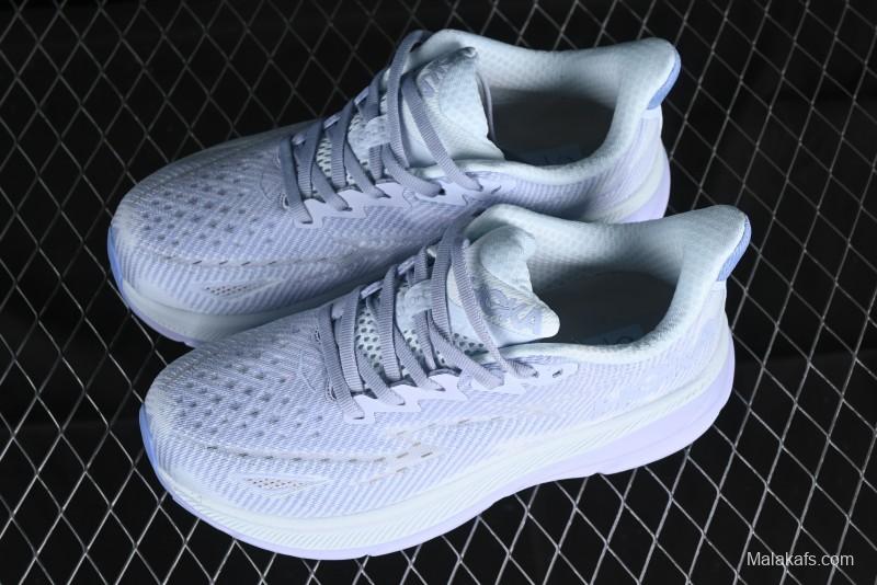 HOKA ONE ONE Clifton 9 Lightweight Knit Mesh Running Shoes with Enhanced Cushioning - 1127896 EHR