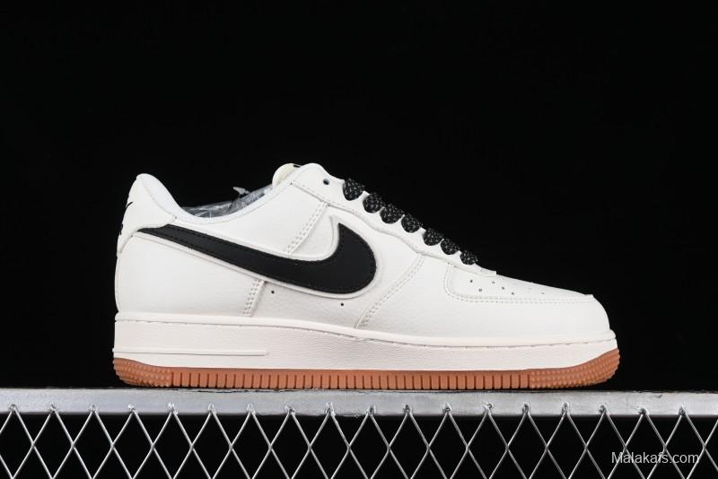 Nike Air Force 1 '07 Low Stussy Collaboration - Beige Black Gum Sole Low-Top Casual Sneakers - XZ5688-001