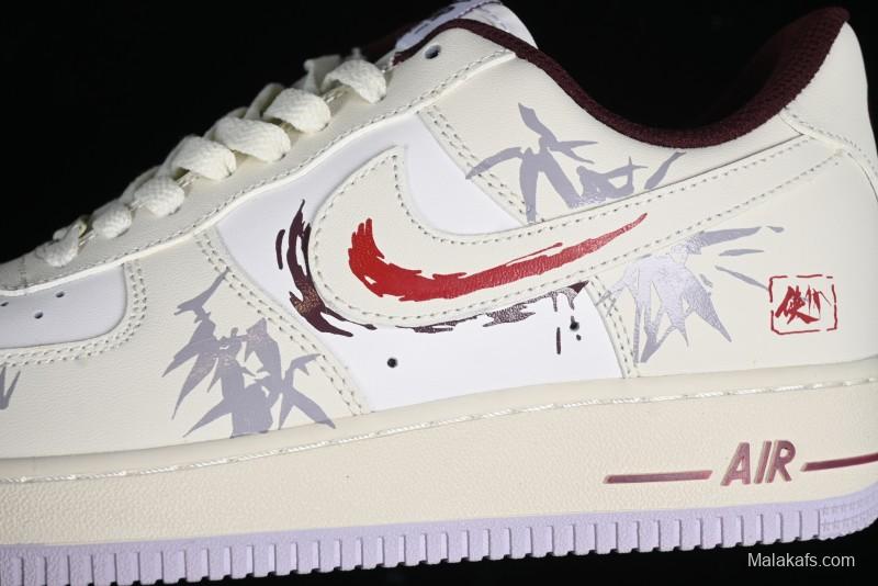 Nike Air Force 1'07 Low "MUD" Casual Sneakers with Bamboo Forest and Wandering Swordsman Print - XC2351-110