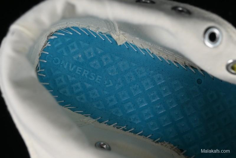 Converse Chuck 70 High Top Casual Canvas Sneakers with Light Beige Upper and Avocado Green Accents - A08530C