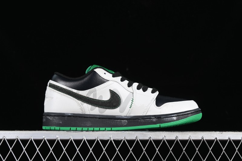 Nike Air Jordan 1 Low Retro Basketball Shoes with Panda Mischief Pioneer Rider Design - 553558-065