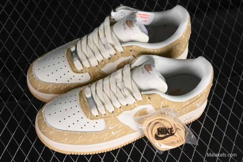Nike Air Force 1 '07 Low LV Collaboration - Khaki Double Swoosh Low-Top Casual Sneakers - HD1968-027