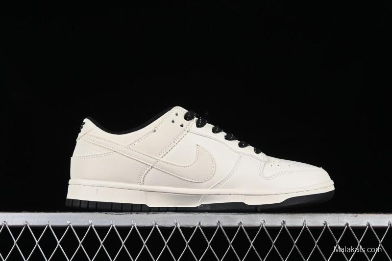 Nike SB Dunk Low BAPE Collaboration - Off-White Black Swoosh Anniversary Custom Low-Top Casual Skate Shoes - XD6188-037