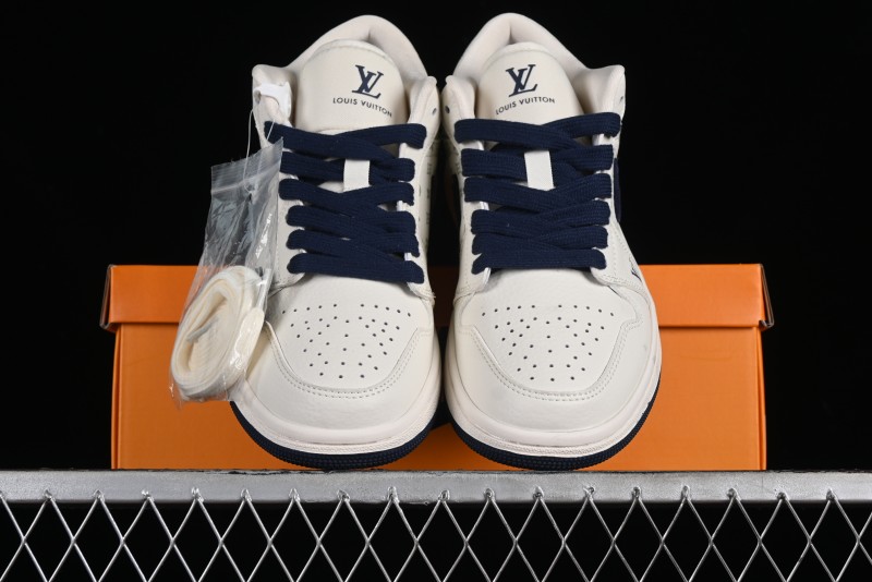 Nike Air Jordan 1 Low LV Collaboration Retro Casual Sneakers in Beige Orange - WG8850-001