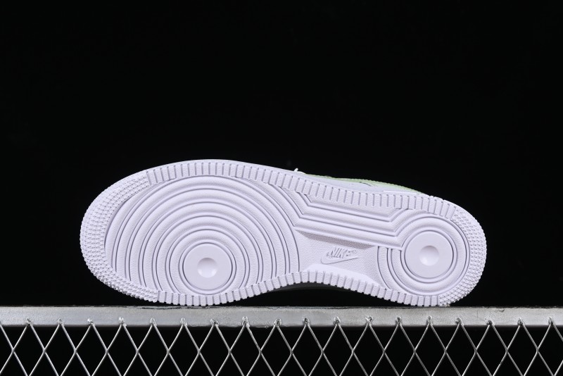 Nike Air Force 1 '07 Low Casual Sneakers with Anime-inspired Green Apple Spray Paint Design - DY8899-002
