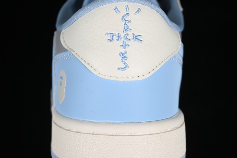 Nike Travis Scott x Fragment Design x Air Jordan 1 Low OG SP AJ1 LV Collaboration Deep Blue Low-Top Casual Sneakers - BB6588-104