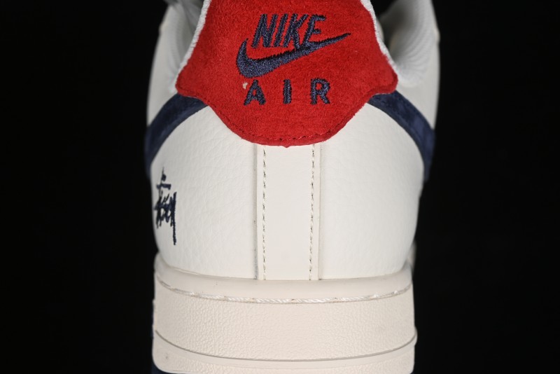 Nike Air Force 1 '07 Low Stussy Collaboration - Blue Red Print Low-Top Casual Sneakers - XZ3318-566