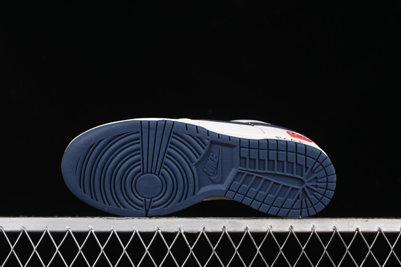 Nike SB Dunk Low Supreme Collaboration - Double Swoosh Beige Navy Anniversary Custom Low-Top Casual Skate Shoes - XX2025-668