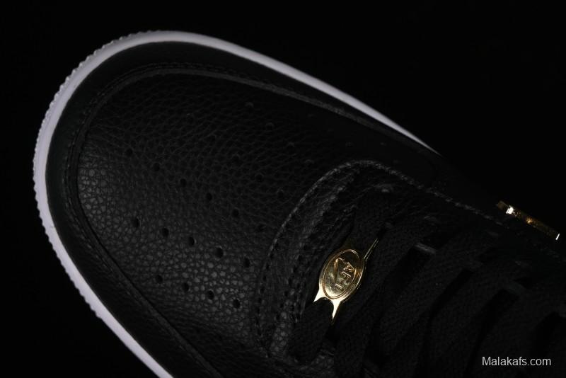 Nike Air Force 1 '07 Low Black Gold Swoosh Casual Sneakers - CT1990-001