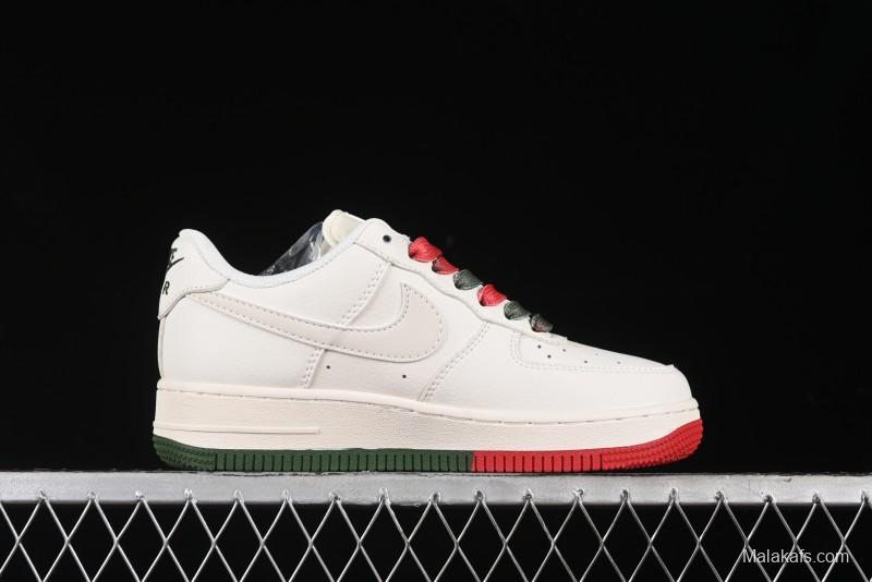 Nike Air Force 1 '07 Low Supreme Casual Sneakers in Beige Red Green - XZ6188-009