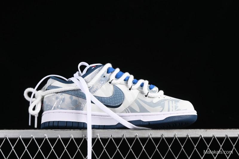 Nike Dunk Low Panda Prank Wave Rider - Silver Blue Shark Low Top Casual Sneakers - DD1391-400