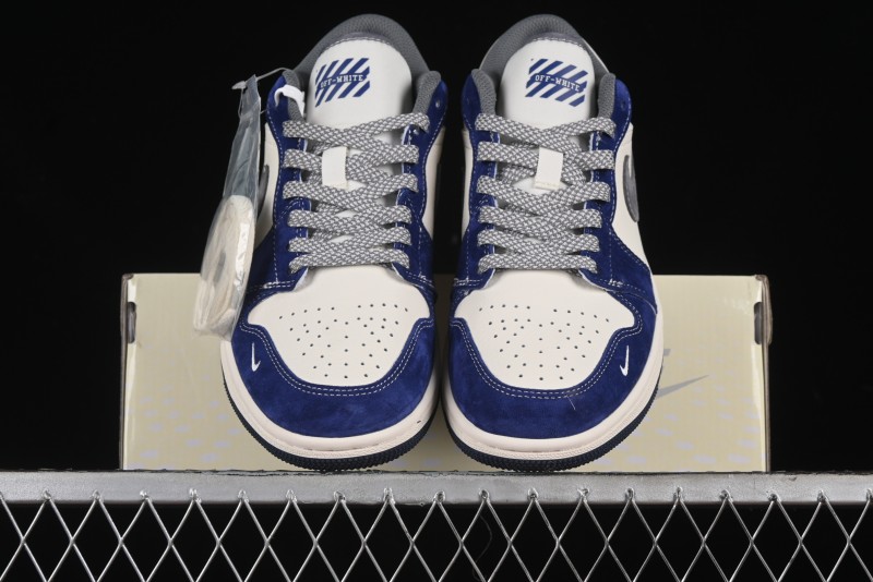 Nike Air Jordan 1 Low OFF-WHITE Collaboration - Qilin Blue Retro Basketball Shoes - WG8850-013