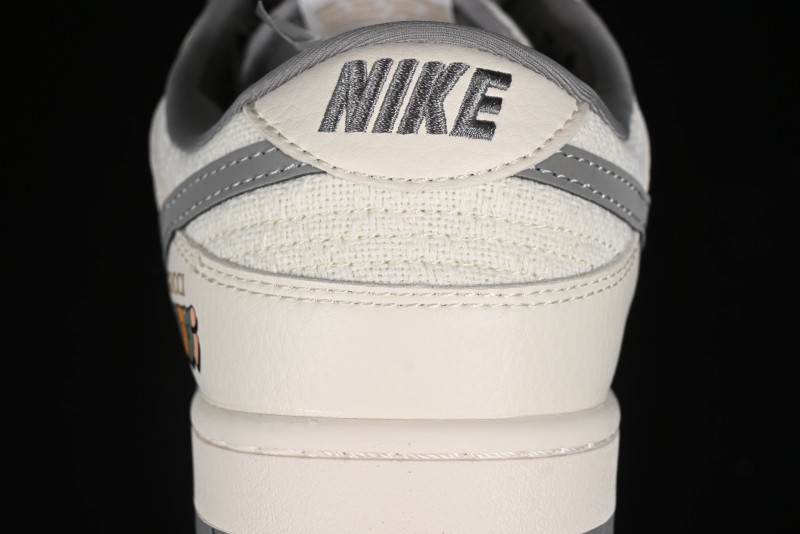 Nike SB Dunk Low Gucci Collaboration Anniversary High-End Custom Sneakers in Off-White & Dark Gray Swoosh - DQ1098-383