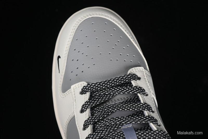 Nike SB Dunk Low BAPE Collaboration Anniversary Edition - White Grey Black Low Top Casual Skate Shoes - BB8969-007