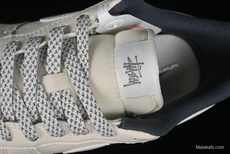 Nike Air Force 1 '07 Low Stussy Collaboration - Light Grey Double Swoosh Casual Sneakers - XZ6188-012
