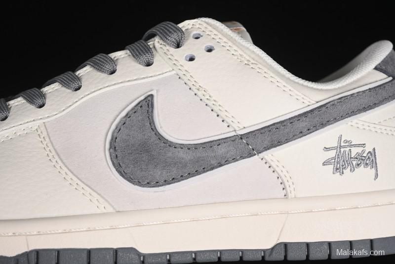 Nike SB Dunk Low Stussy Collaboration - Off White Grey Pig Anniversary Custom Low-Top Casual Skate Shoes - XX2025-888