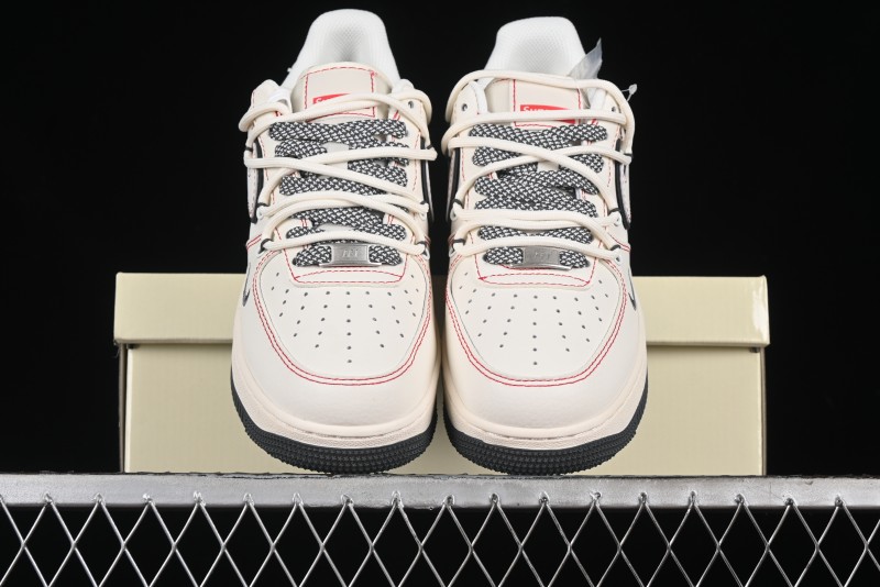Nike Air Force 1 '07 Low Supreme Collaboration - Red Stitch Grey Sole Casual Sneakers - SJ1198-600