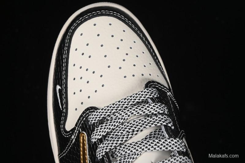 Nike Travis Scott x Fragment Design x Air Jordan 1 Low OG SP AJ1 Retro Sneakers with Dragon Scale Swoosh - XY2688-112