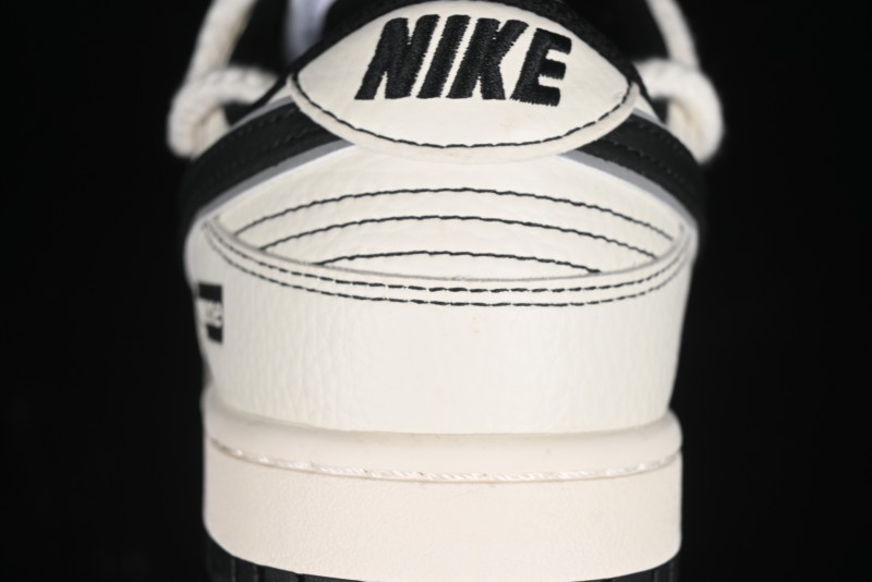 Nike SB Dunk Low Supreme Collaboration - Beige Black Mini Swoosh Anniversary Customized Low-Top Casual Skate Shoes - XX2025-566