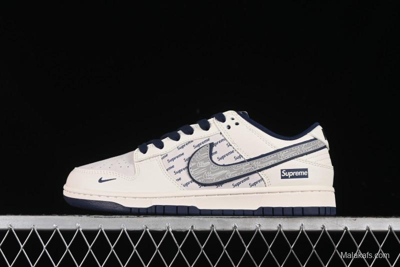 Nike SB Dunk Low Supreme Collaboration - Off-White Double Swoosh Anniversary Custom Low-Top Casual Sneakers - XX2025-288