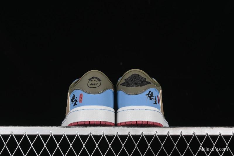 Nike Travis Scott x Fragment Design x Air Jordan 1 Low OG SP AJ1 Low Top Casual Sneakers - CH6336-015