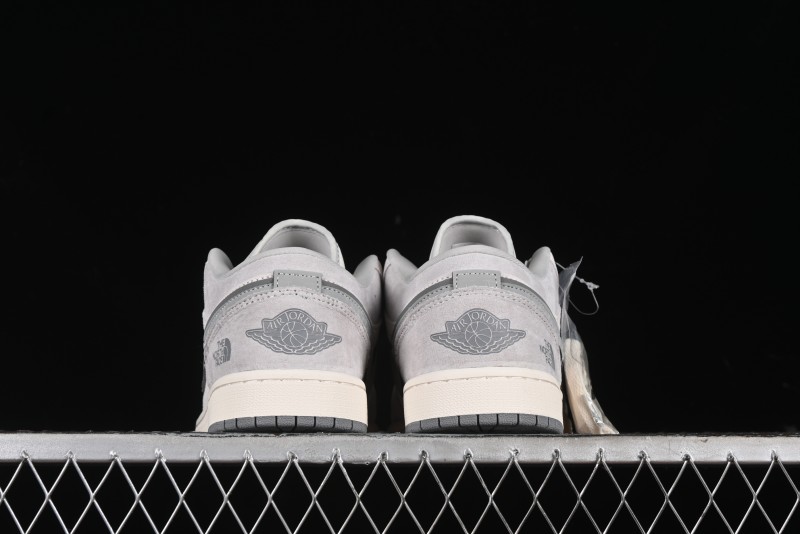 Nike Air Jordan 1 Low AJ1 The North Face Collaboration - Suede Grey Retro Basketball Shoes - DM5688-111