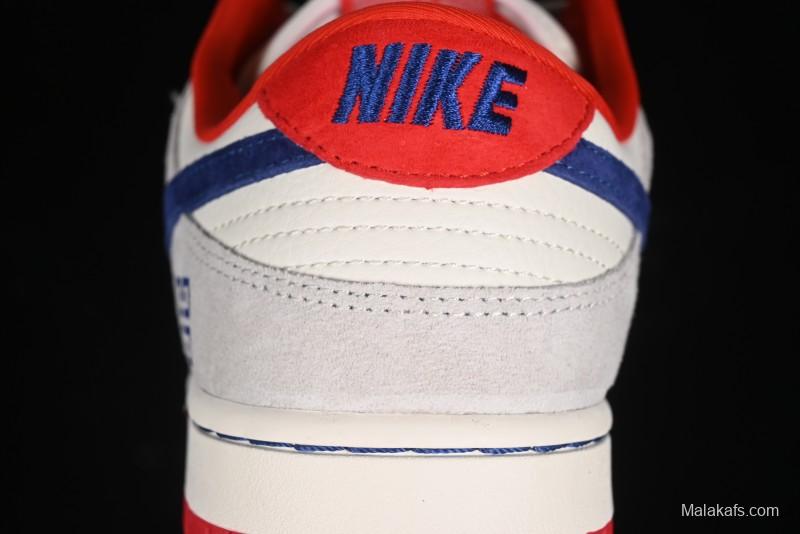 Nike SB Dunk Low Givenchy Collaboration - Gray Blue Red Double Swoosh Anniversary High-End Custom Low-Top Casual Sneakers - CF3688-033