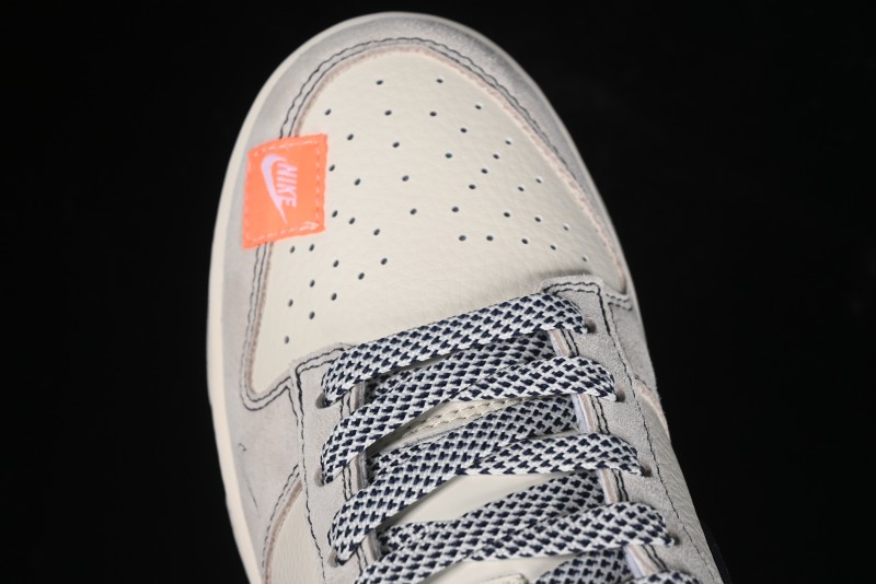 Nike SB Dunk Low Stussy Collaboration - Patchwork Grey White Dark Blue Swoosh Anniversary Custom Low-Top Casual Skate Shoes - MM1089-025