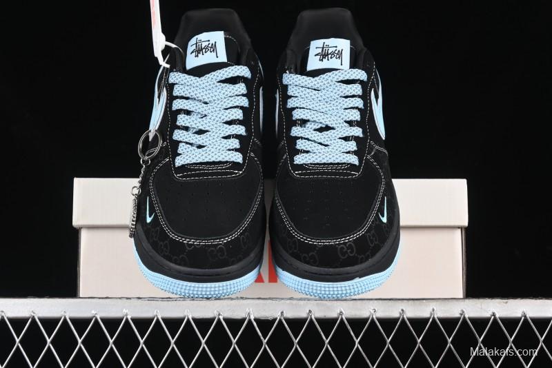Nike Air Force 1 '07 Low Stussy Collaboration - Black Tiffany Low-Top Casual Sneakers - KK1988-008