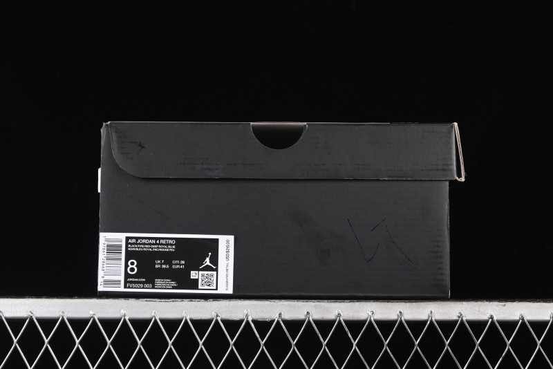 Nike Air Jordan 4 Retro Basketball Shoes in Black, Blue and Neutral Grey - FV5029-003